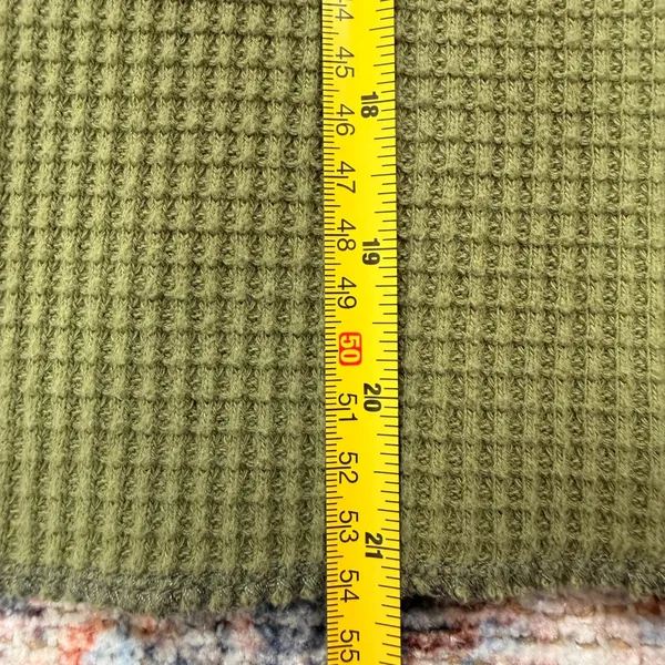 Madewell Womens Olive Green Waffle Knit Notch Neck Thermal Top Size Medium - Image 7