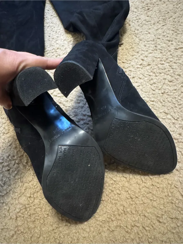 Marc Fisher Neela Black Suede Over The Knee Block Heel Boots Size 7.5 - Image 4