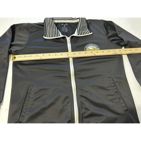 J. America Michigan Tech Huskies Track Jacket Womens S Black Stripe Zip VTG VGUC - Image 8