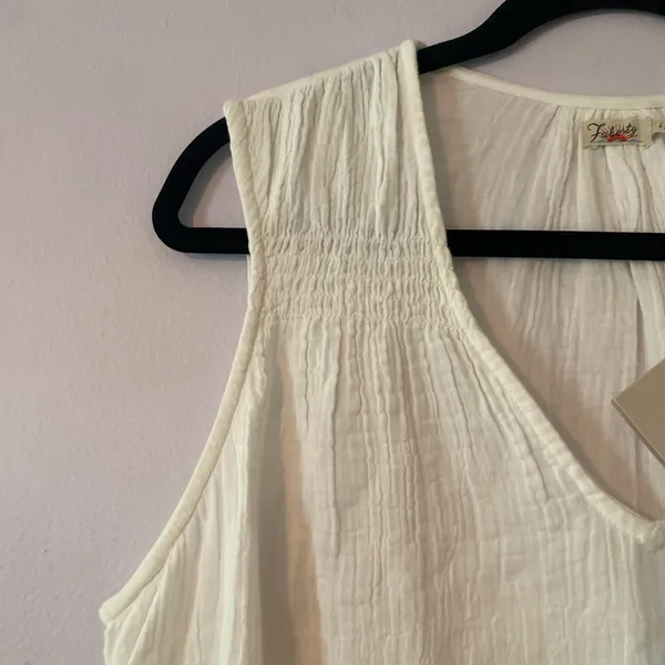 NWT Faherty White Dream Cotton Gauze Ainsley Sleeveless Blouse Minimalist Large - Image 5