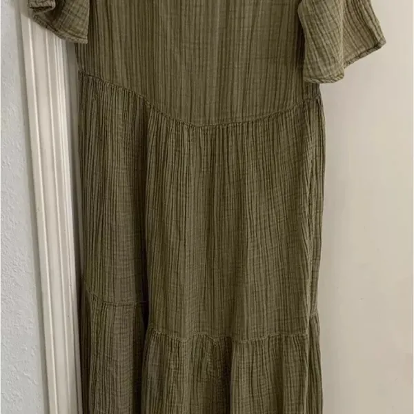 Anthropologie The Kallie Flowy Olive Green Maxi Dress XS Guaze New NWT BOHO HTF - Image 9
