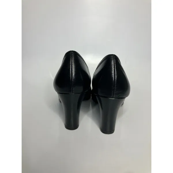 Aerosoles Heelrest Pumps Womens 9 Black Excellent Leather Block Heel‎ Buckle - Image 4