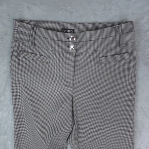 SOHO Apparel Ltd Houndstooth Dress Pants Women 8 Black White Straight Stretch - Image 3