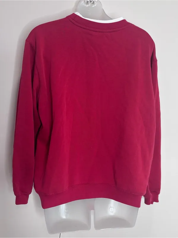 Classic Elements Burgundy Crewneck Sweatshirt with Embroidered Cats 90s large - Image 3