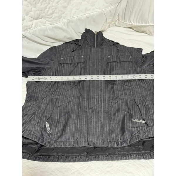 The North Face Womens L/G‎ Insulated Jacket Gray Pinstripe Hooded Zip Up - Image 4
