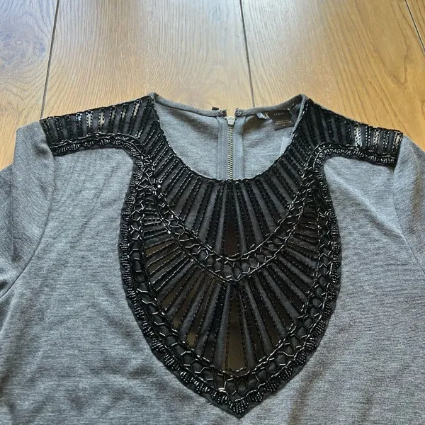 Armani Exchange Dress Charcoal Heather Size Large‎ Beaded Luxury Formal Wedding - Image 3