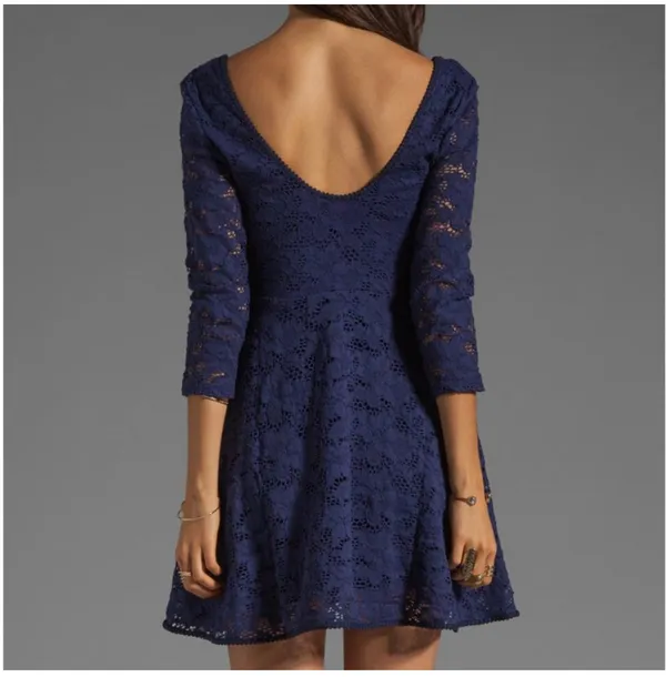Free People Blue Rose Fit N Flare Garden Lace Mini dress Sz M - Image 3