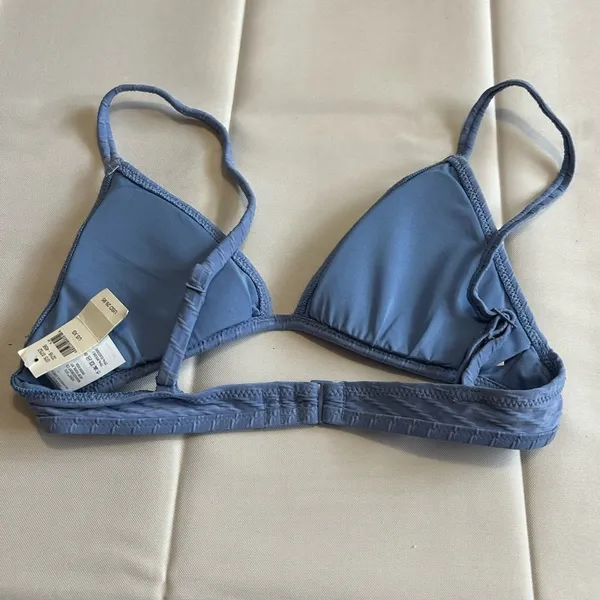 NWT Aerie Blue Textured Ribbed Triangle Padded Bikini Top Size XS - Image 2