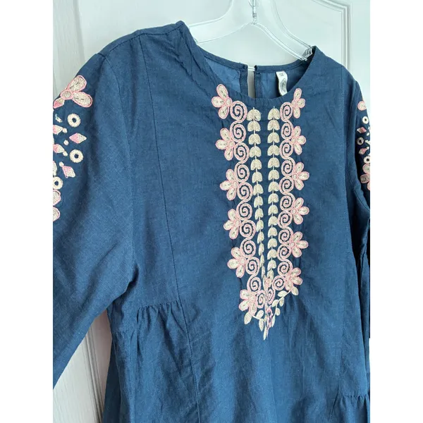 Ethnic by Outfitters Blue Embroidered Cotton Tunic‎ Dress XS WTB381709 Boho Pink - Image 10
