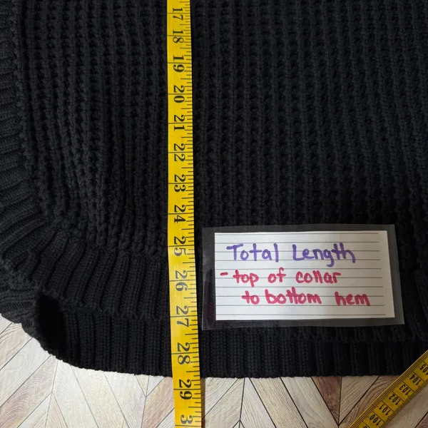 J.Crew Black Turtleneck Button Chunky Knit Poncho Sweater XS Roll‎ Neck Cotton - Image 8