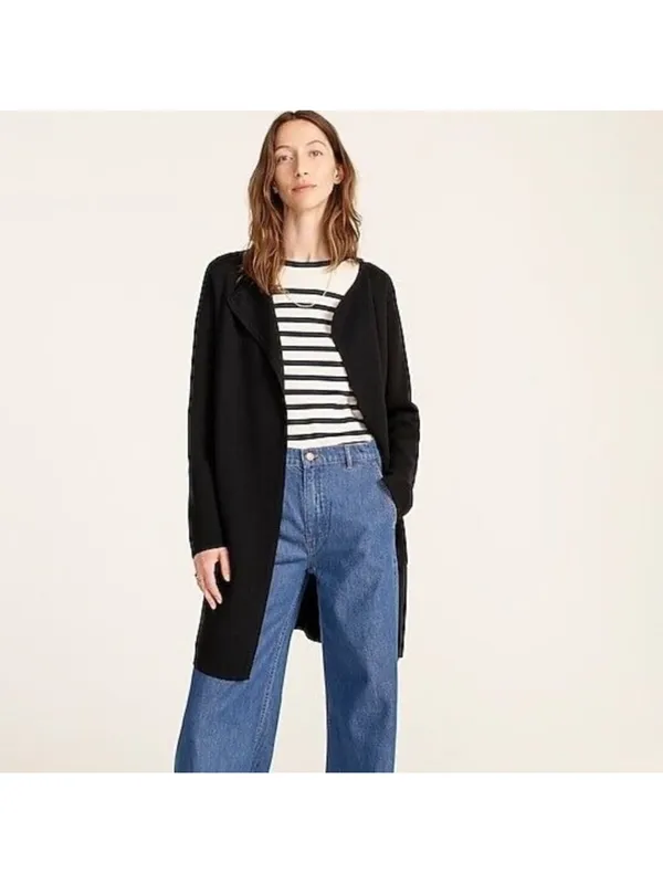 J Crew Juliette Collarless Cardigan Sweater Cardigan Blazer in Black‎ Size L - Image 2