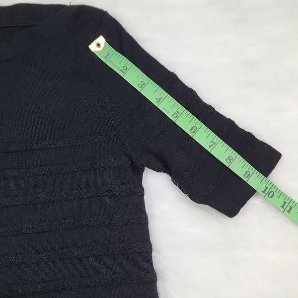 Tory Burch -715 Giselle Textured Merino‎ Wool Sweater Dress Black Ruffle Hem XS - Image 10