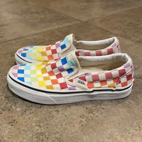 Vans Rainbow Checkerboard Slip-on Sneakers Unisex Size M4 W 5.5 500714 - Image 5