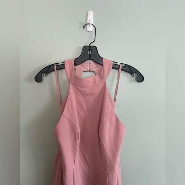 BHLDN Montreal Crepe Dusty Pink High Neck Maxi Bridesmaids Dress SZ 6 - Image 4