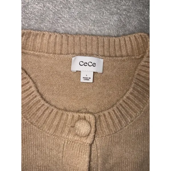 CeCe Flower Embroidered Cardigan‎ sandcastle beige large - Image 3