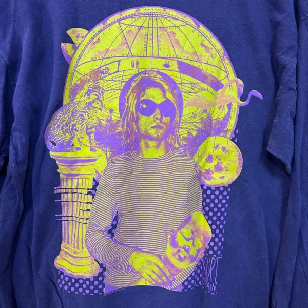 Urban Outfitters Kurt Kobain Nirvana Long Sleeve Oversized Grunge Tshirt size Medium - Image 2