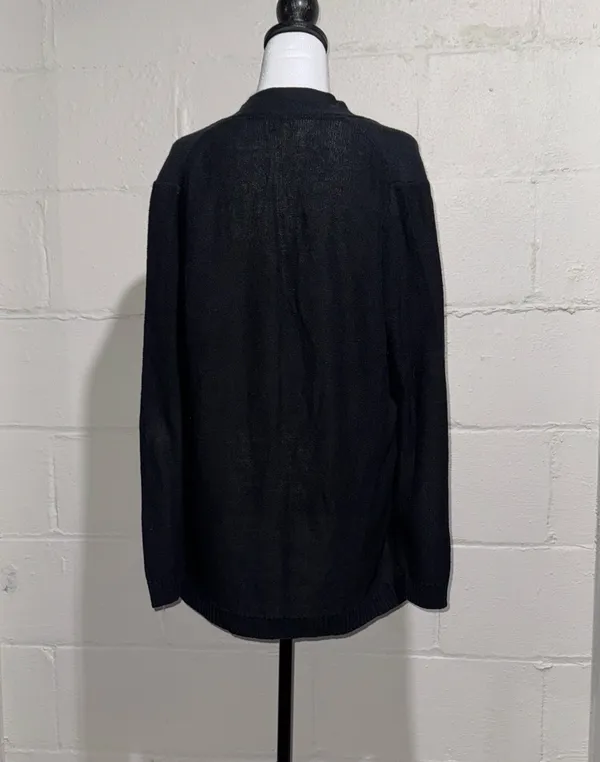 J. Crew Black Linen Blend Open Cardigan Size Medium - Image 3