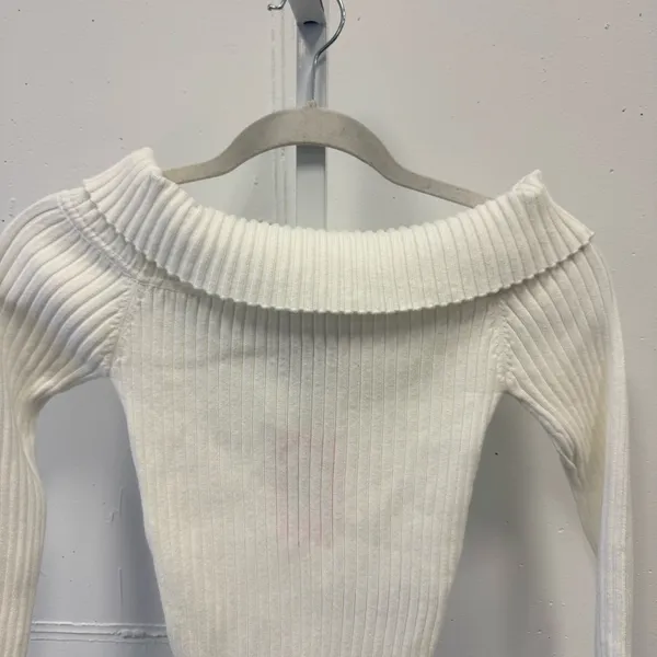 NWT Y2K Edikted White Ribbed Cowl Neck Sweater‎ XS - Image 6