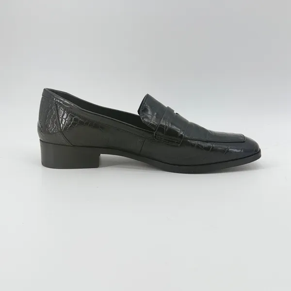 Aldo Black Croc Embossed Leather Penny Loafers Square Toe Flat Shoes Womens 8.5 - Image 7