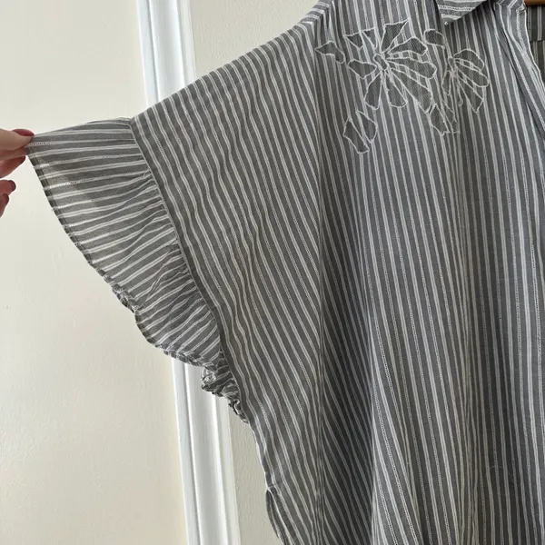 Maeve Betty Oversized Stripe Boho Blouse Sz S - Image 3
