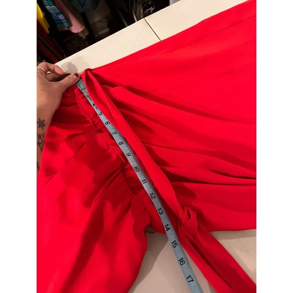 Amanda Uprichard Martinque Red Ruffled Wrap Midi Summer Dress Size Medium USA - Image 11