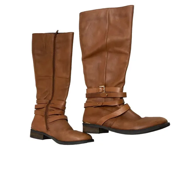 STEVE MADDEN‎ Albany Tall Cognac Brown Leather Equestrian Riding Boot Size 8 - Image 3