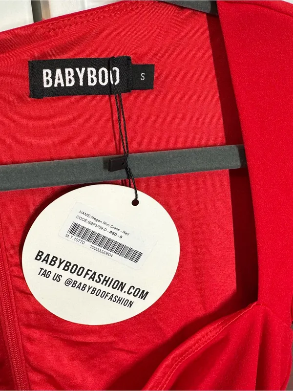Babyboo MEGAN MINI DRESS - RED size small long sleeve nwt‎ sexy chic cute party - Image 3