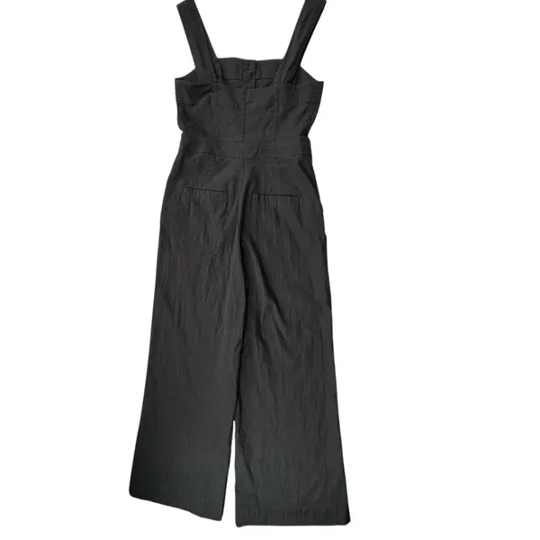 Maeve Anthropologie The Colette Jumpsuit Womens 8 Black Wide Leg Linen Blend‎ - Image 3