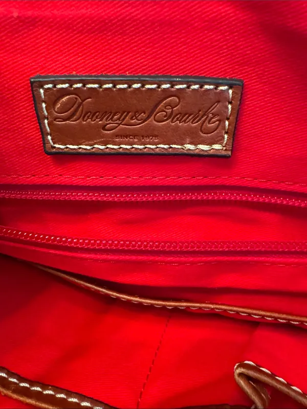 Dooney & Bourke Red Pebbled Leather Tote with Brown Handles - Image 5