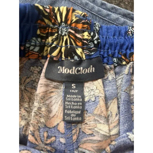 MODCLOTH Womens High Vibration Energy Crop Wide Leg Pants Size Small Linen Blend - Image 3