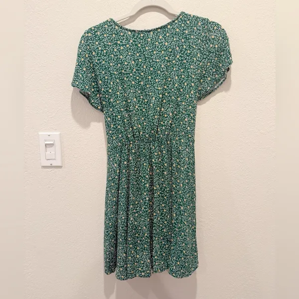 FREE PEOPLE Ditsy Floral Mini Dress‎ in Green size Medium 90s - Image 3
