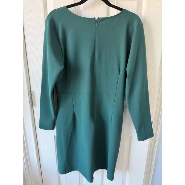 Abercrombie & Fitch Green Long Sleeve‎ Cutout Mini Dress Women's V-Neck Front XL - Image 4