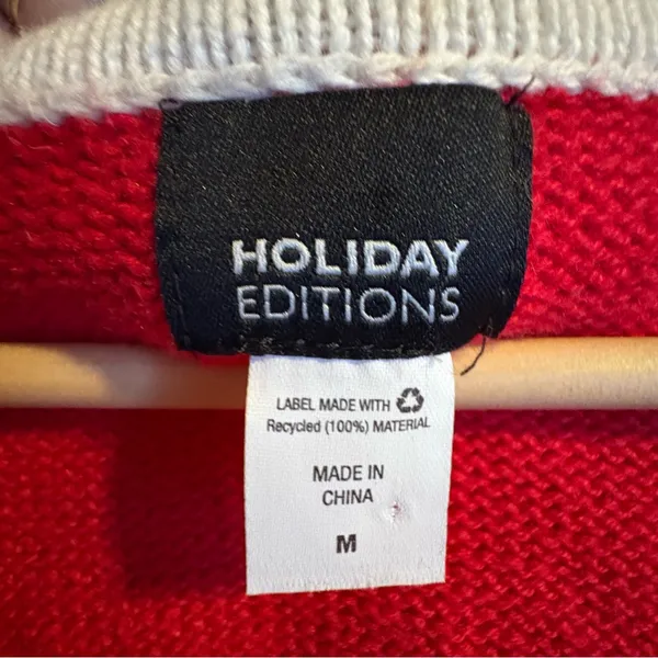 Vintage Reindeer Vest‎ Sz Med Winter Alpine Nordic Sweater Holiday Editions Red - Image 3