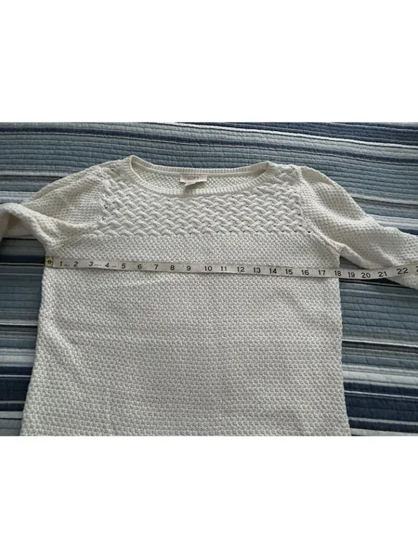 Loft Cottage Coastal 100% Cotton Sweater Women Ivory Size XS - Image 4