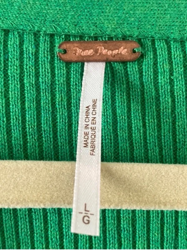 NWT Free People Green Ribbed Knit Button-Down Cardigan Mini Dress Size Large - Image 8