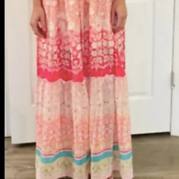 NEW House Of Harlow 1960 Ruffled Tiered Floral Metallic Maxi‎ Dress - Image 4