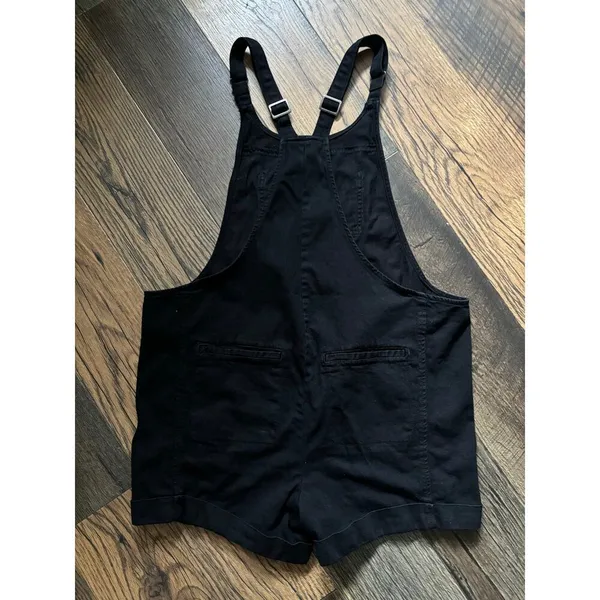 Jean Short Overalls Onesie Shortsie Shortalls Women’s Sz S Black denim Jorts - Image 3