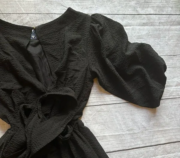 Anthropologie Francesca Balloon Sleeved Textured Romper Black Size XS - Image 13