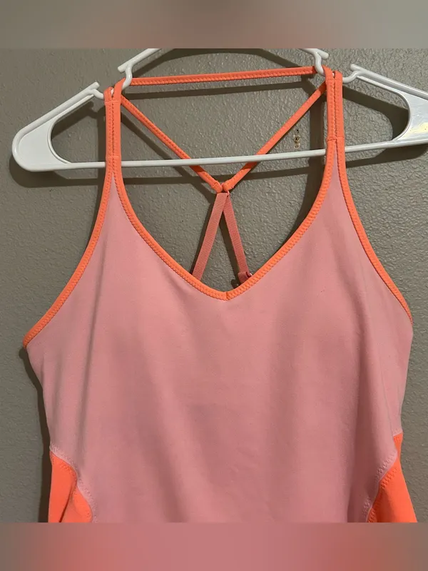 Lululemon Surya Pink Orange Strappy Back Athletic Yoga Tank Top Women’s Size 10 - Image 4