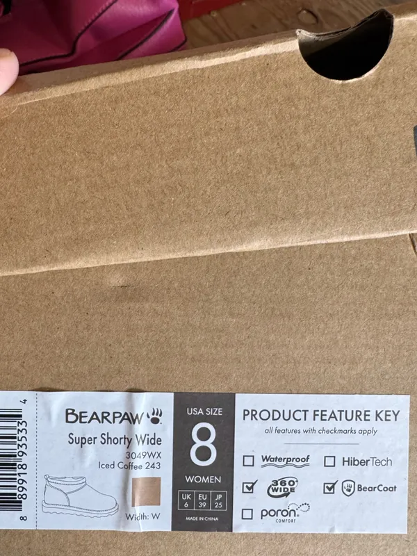 Bearpaw Women’s Super Shorty Wide Iced Coffee Size 8 New 360 Wide BearCoat - Image 2