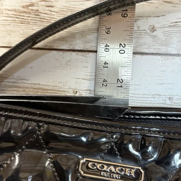 Vtg Y2K Coach Poppy Purse Liquid Gloss Turn Lock Black Quilted Pink Lining 18678 - Image 15