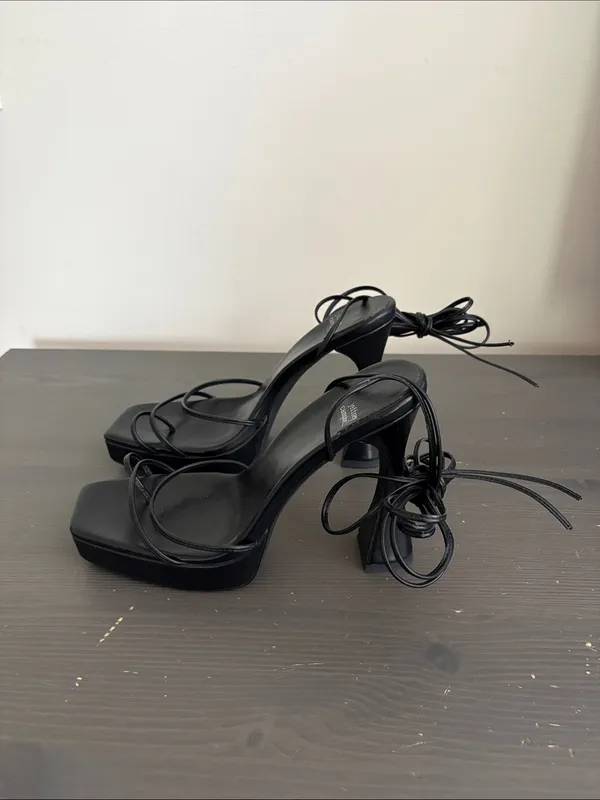 Jeffrey Campbell Primadonna strappy lace-up Platform block heels black size 9 - Image 3