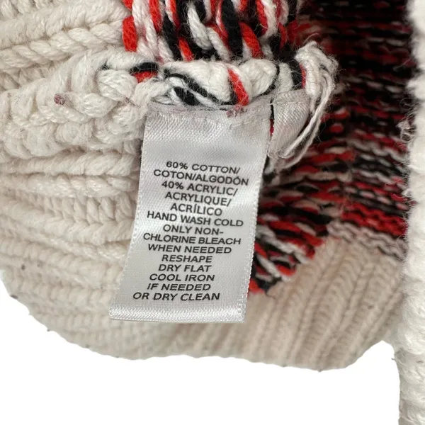 Loft size large chunky knit mock neck pullover sweater orange black‎ white - Image 5