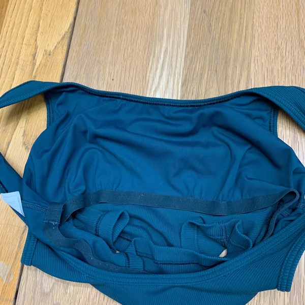 OFFLINE by Aerie Ribbed Medium Support Longline‎ Sports Bra Green Siz3 Large - Image 3