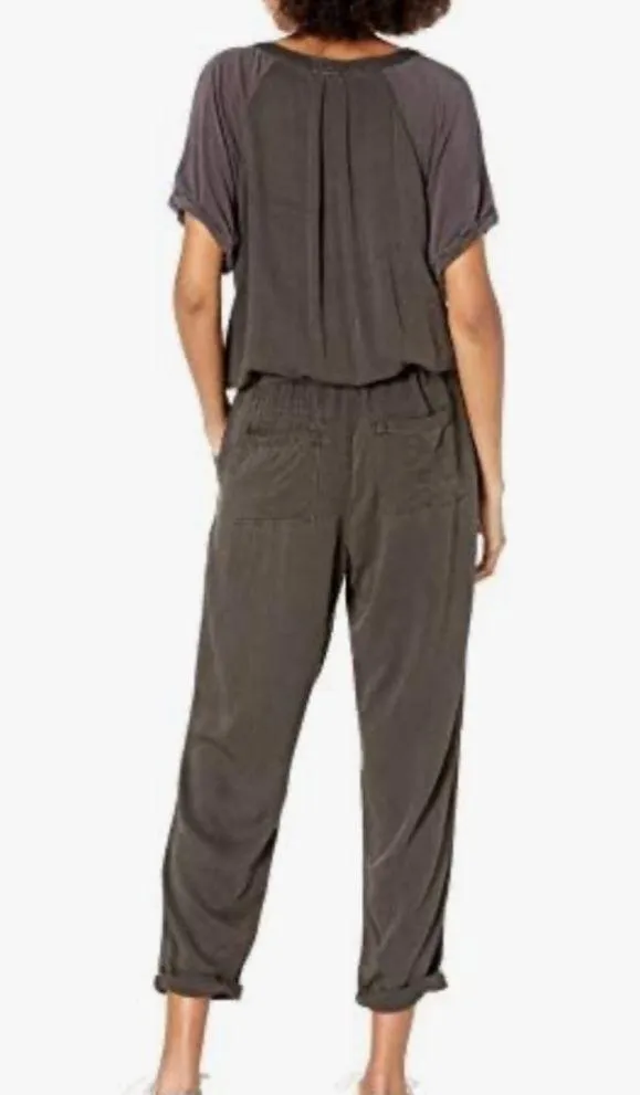 Free People Raving Rayon Utility Romper Washed Black Jumpsuit Size Small - Image 3