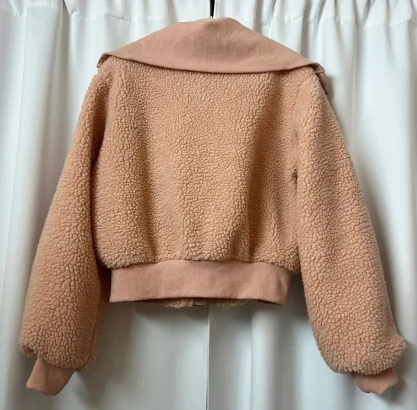 Forever 21 Light Pink Faux Shearling Oversized Teddy Jacket Fleece Sherpa Coat Size Medium - Image 2