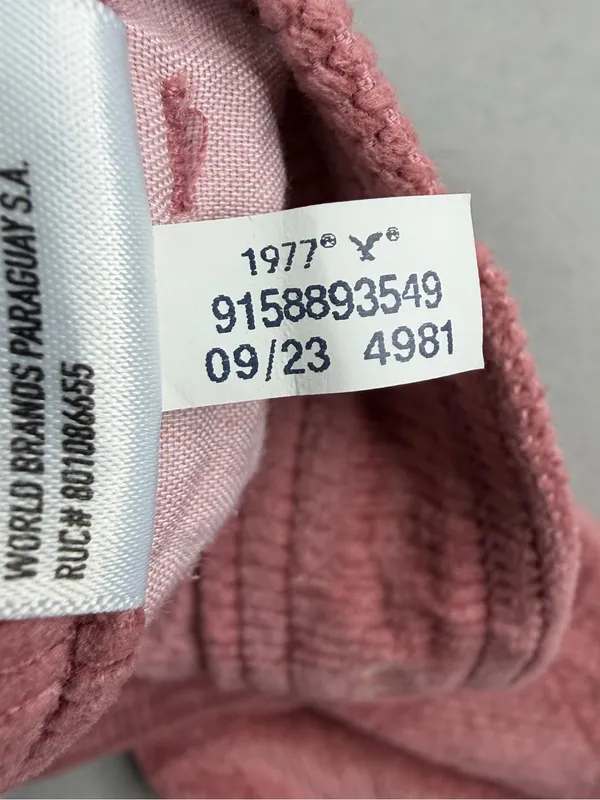 American Eagle Pink Corduroy Cargo Pants Womens 0 Super High Rise Baggy Wide Leg - Image 9