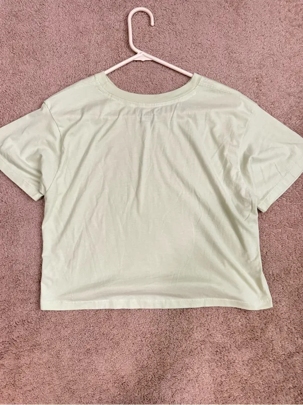 Champion Light Green Crop Tee with Purple Chest Graphic - Image 3