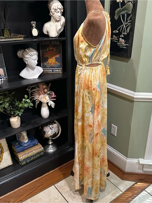fab’rik Halter Neck Cutout Maxi Dress Multicolor Size Small - Image 5