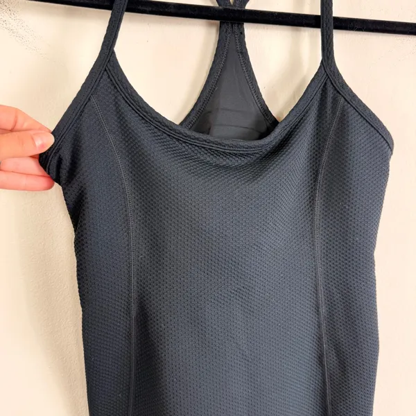 Beach‎ Riot Sport Black Textured Honeycomb Racerback Tank Top Built-In Bra Small - Image 5